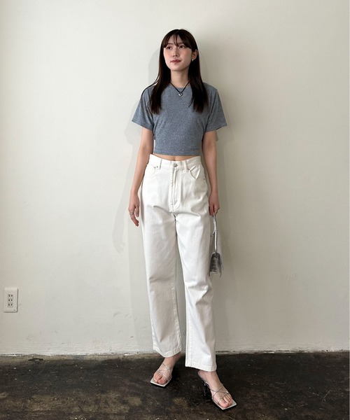 EPIMI E'PIMMY（エピミエピミー）の「バックレースアップコンパクトパイルTシャツ（Tシャツ/カットソー・レディース・ピンクベージュ/オフホワイト/グレー・MEDIUM）」の5枚目の写真