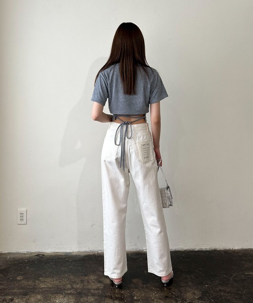 EPIMI E'PIMMY（エピミエピミー）の「バックレースアップコンパクトパイルTシャツ（Tシャツ/カットソー・レディース・ピンクベージュ/オフホワイト/グレー・MEDIUM）」の6枚目の写真