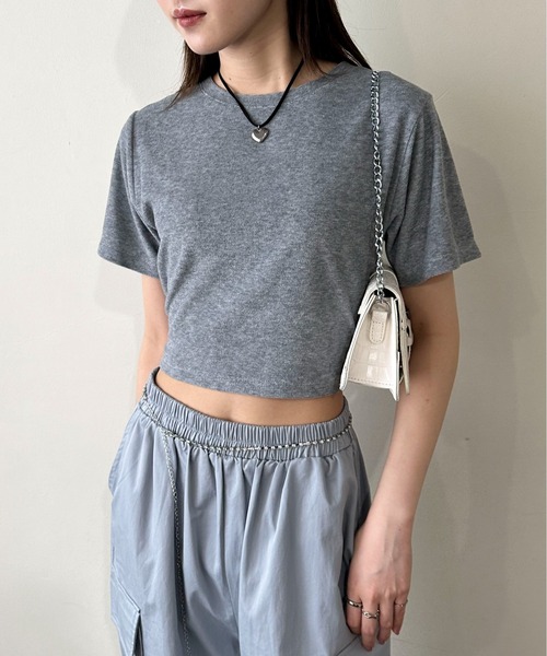 EPIMI E'PIMMY（エピミエピミー）の「バックレースアップコンパクトパイルTシャツ（Tシャツ/カットソー・レディース・ピンクベージュ/オフホワイト/グレー・MEDIUM）」の8枚目の写真