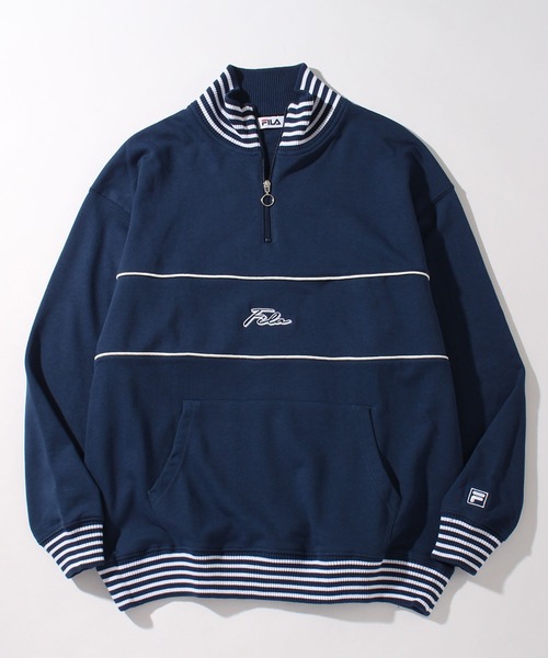 FILA(フィラ)の「【FILA/フィラ】リブライン ビッグシルエット ハーフジップ ロゴ プルオーバー(スウェット・メンズ・コバルトブルー/ブラック/ダークカーキ・L/M/LL)」の11枚目の写真