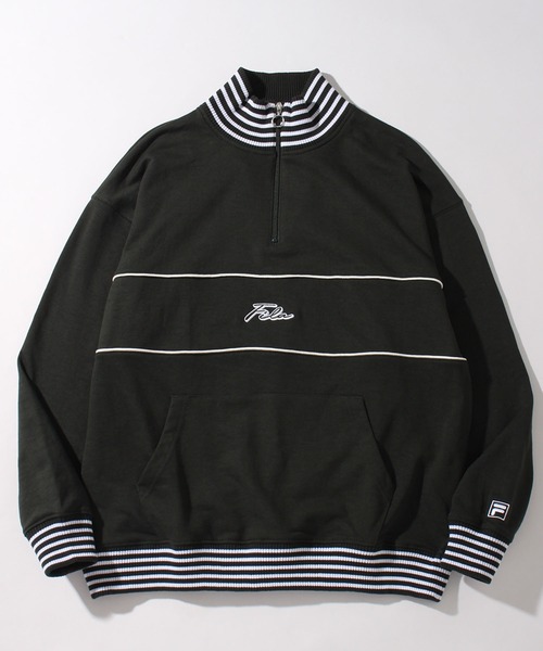 FILA(フィラ)の「【FILA/フィラ】リブライン ビッグシルエット ハーフジップ ロゴ プルオーバー(スウェット・メンズ・コバルトブルー/ブラック/ダークカーキ・L/M/LL)」の10枚目の写真