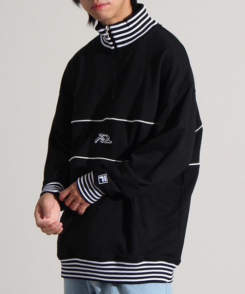 FILA(フィラ)の「【FILA/フィラ】リブライン ビッグシルエット ハーフジップ ロゴ プルオーバー(スウェット・メンズ・コバルトブルー/ブラック/ダークカーキ・L/M/LL)」の5枚目の写真