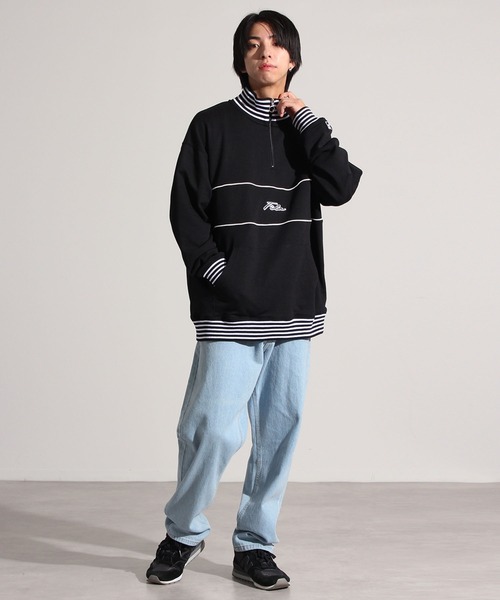 FILA(フィラ)の「【FILA/フィラ】リブライン ビッグシルエット ハーフジップ ロゴ プルオーバー(スウェット・メンズ・コバルトブルー/ブラック/ダークカーキ・L/M/LL)」の7枚目の写真
