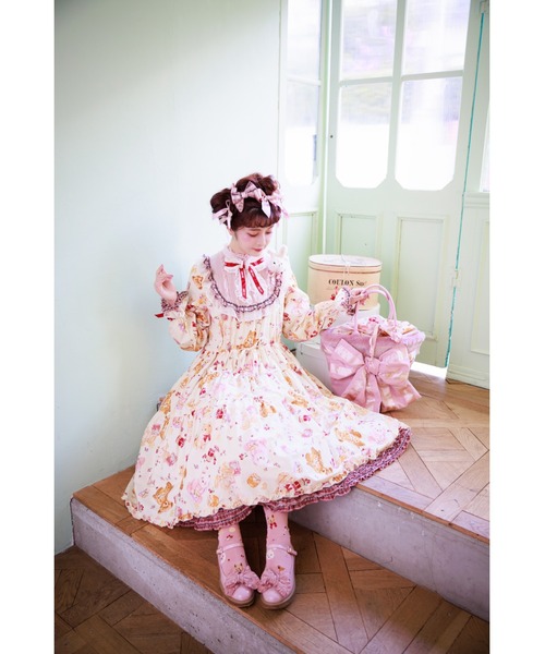 PINK HOUSE×misako aoki Animal Happy Jamプリントミディワンピース