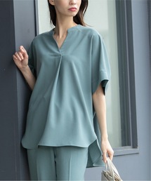 OPAQUE.CLIP | セットアップ対応 スキッパーブラウス【洗濯機洗い可/イージーケア/ストレッチ/抗ピリング】(シャツ/ブラウス)