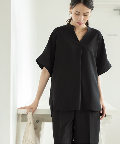 OPAQUE.CLIP（オペークドットクリップ）の「◆セットアップ対応 スキッパーブラウス【洗濯機洗い可/イージーケア/ストレッチ/抗ピリング】（シャツ/ブラウス・レディース・ブラック/ライトブルー/ライトグレー/ボルドー・36/40/38/42）」の10枚目の写真