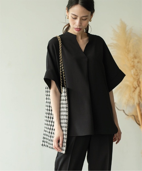 OPAQUE.CLIP（オペークドットクリップ）の「◆セットアップ対応 スキッパーブラウス【洗濯機洗い可/イージーケア/ストレッチ/抗ピリング】（シャツ/ブラウス・レディース・ブラック/ライトブルー/ライトグレー/ボルドー・36/40/38/42）」の12枚目の写真