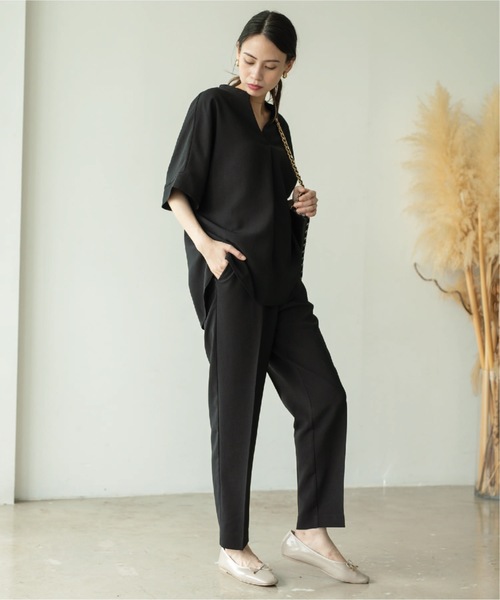 OPAQUE.CLIP（オペークドットクリップ）の「◆セットアップ対応 スキッパーブラウス【洗濯機洗い可/イージーケア/ストレッチ/抗ピリング】（シャツ/ブラウス・レディース・ブラック/ライトブルー/ライトグレー/ボルドー・36/40/38/42）」の14枚目の写真