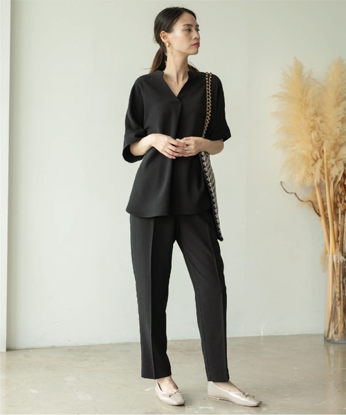 OPAQUE.CLIP（オペークドットクリップ）の「◆セットアップ対応 スキッパーブラウス【洗濯機洗い可/イージーケア/ストレッチ/抗ピリング】（シャツ/ブラウス・レディース・ブラック/ライトブルー/ライトグレー/ボルドー・36/40/38/42）」の15枚目の写真