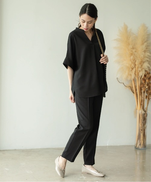 OPAQUE.CLIP（オペークドットクリップ）の「◆セットアップ対応 スキッパーブラウス【洗濯機洗い可/イージーケア/ストレッチ/抗ピリング】（シャツ/ブラウス・レディース・ブラック/ライトブルー/ライトグレー/ボルドー・36/40/38/42）」の16枚目の写真