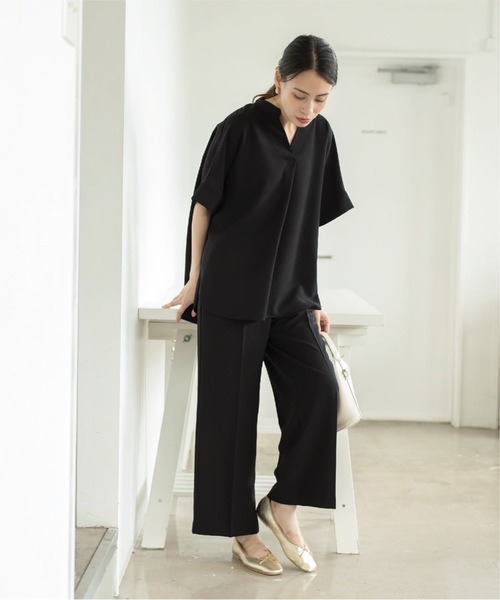 OPAQUE.CLIP（オペークドットクリップ）の「◆セットアップ対応 スキッパーブラウス【洗濯機洗い可/イージーケア/ストレッチ/抗ピリング】（シャツ/ブラウス・レディース・ブラック/ライトブルー/ライトグレー/ボルドー・36/40/38/42）」の18枚目の写真