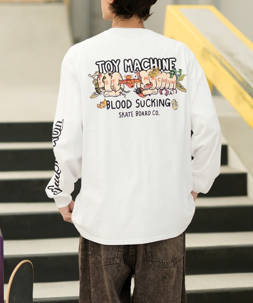TOY　MACHINE（トイ　マシーン）の「【ムラサキスポーツ限定】TOY MACHINE/トイマシーン ロンT/長袖 ビッグシルエット バックプリント MTMFDLT2（Tシャツ/カットソー・メンズ・オレンジ/ホワイト/ブラック・L/XL/M）」の5枚目の写真