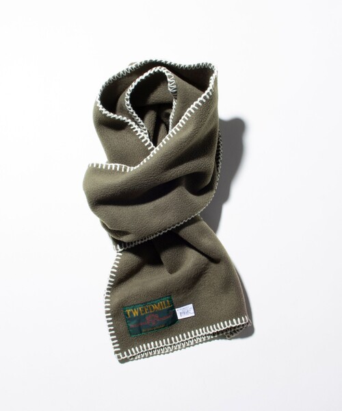 TWEED MILL（ツイードミル）の「【TWEED MILL/ツイードミル】GLOSTER別注 FLEECE SCARF Blanket Stitch（マフラー・メンズ・イエロー/オフホワイト/オリーブ/チャコールグレー/ライトグレー/ブラック・FREE）」の6枚目の写真