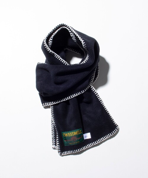 TWEED MILL（ツイードミル）の「【TWEED MILL/ツイードミル】GLOSTER別注 FLEECE SCARF Blanket Stitch（マフラー・メンズ・イエロー/オフホワイト/オリーブ/チャコールグレー/ライトグレー/ブラック・FREE）」の9枚目の写真