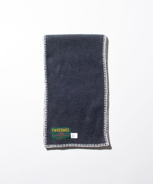 TWEED MILL（ツイードミル）の「【TWEED MILL/ツイードミル】GLOSTER別注 FLEECE SCARF Blanket Stitch（マフラー・メンズ・イエロー/オフホワイト/オリーブ/チャコールグレー/ライトグレー/ブラック・FREE）」の7枚目の写真