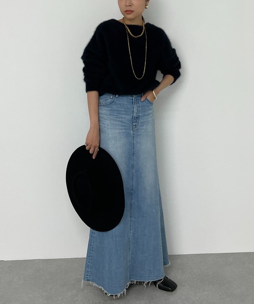 LOUNGEDRESS（ラウンジドレス）の「【YANUK/ヤヌーク】マキシAラインスカート（デニムスカート・レディース・ブルー・X-SMALL/SMALL/MEDIUM）」の5枚目の写真