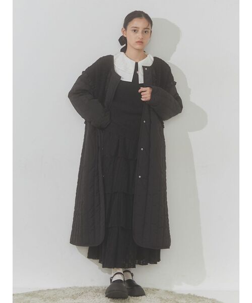 merry jenny（メリージェニー）の「ボアコンビキルトコート（ステンカラーコート・レディース・ブラック/アイボリー・FREE）」の16枚目の写真