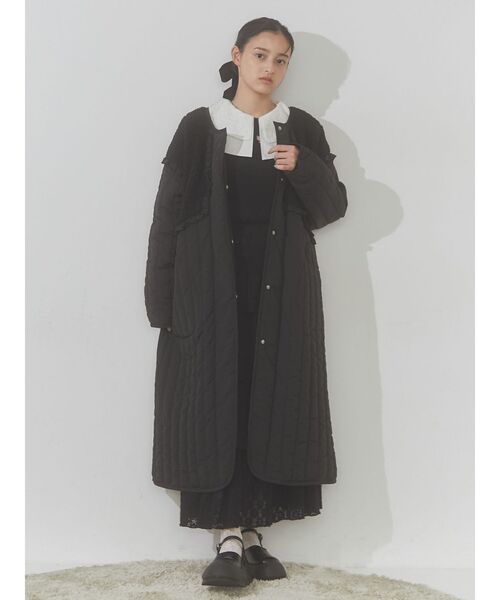 merry jenny（メリージェニー）の「ボアコンビキルトコート（ステンカラーコート・レディース・ブラック/アイボリー・FREE）」の19枚目の写真