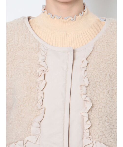 merry jenny（メリージェニー）の「ボアコンビキルトコート（ステンカラーコート・レディース・ブラック/アイボリー・FREE）」の5枚目の写真