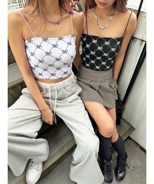 EGOIST（エゴイスト）の「モノグラム柄ビスチェ（キャミソール・レディース・ブラック/ホワイト・FREE）」の3枚目の写真