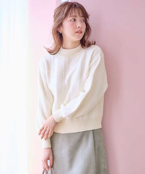ANY SIS（エニィスィス）の「【洗える】フラッフィーパターン ニット（ニット/セーター・レディース・アイボリー系/ブラック系・2）」の5枚目の写真