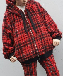 Candy Stripper | FLUFFY CHECK ZIP UP フーディー(パーカー)