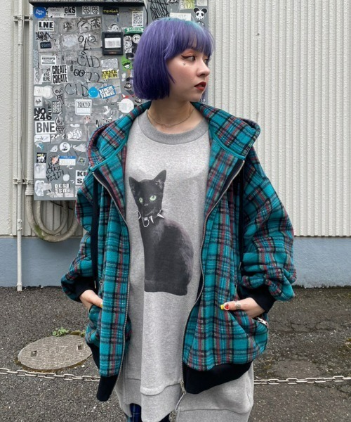 パーカー FLUFFY CHECK ZIP UP フーディー candystripper FLUFFY CHECK ZIP UP フーディー Candy Stripper