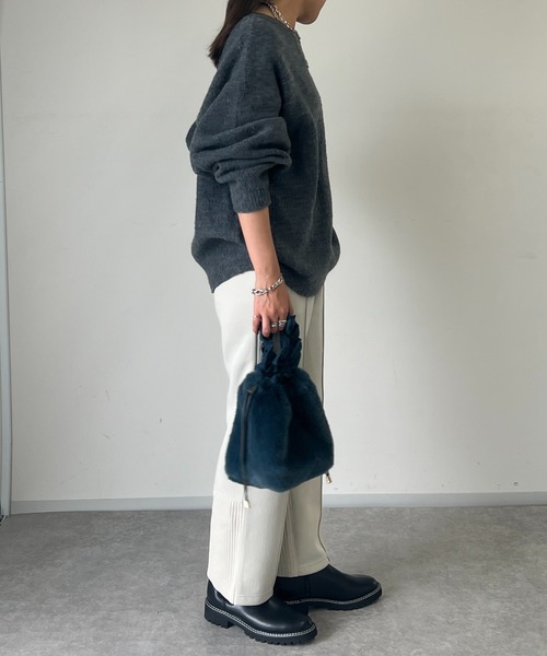 un dix cors(アンディコール)の「軽量ボンディングトラックパンツ(スウェットパンツ・レディース・アイボリー/ブラック/チャコールグレー・FREE)」の11枚目の写真