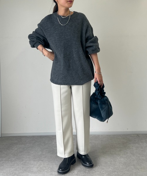 un dix cors(アンディコール)の「軽量ボンディングトラックパンツ(スウェットパンツ・レディース・アイボリー/ブラック/チャコールグレー・FREE)」の9枚目の写真