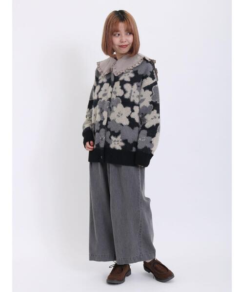 Samansa Mos2（サマンサ モスモス）の「花柄/無地シャギークルーネックカーディガン（カーディガン/ボレロ・レディース・イエロー/ブルー/ピンク/ブラック・F）」の13枚目の写真