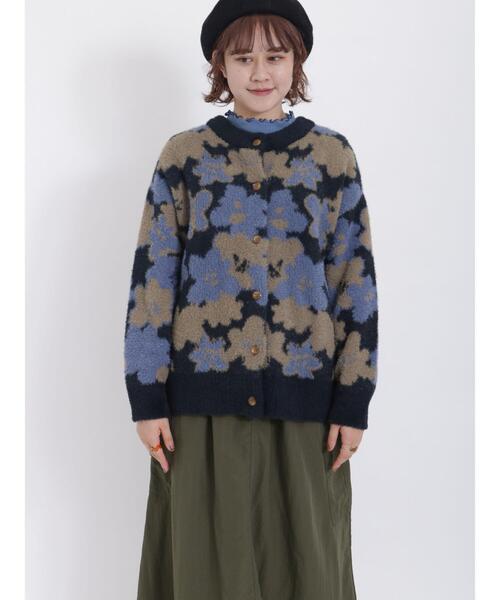Samansa Mos2（サマンサ モスモス）の「花柄/無地シャギークルーネックカーディガン（カーディガン/ボレロ・レディース・イエロー/ブルー/ピンク/ブラック・F）」の17枚目の写真