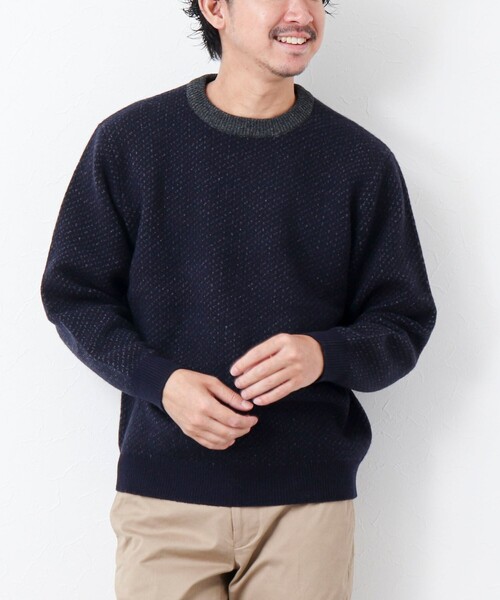 NOLLEY'S goodman(ノーリーズグッドマン)の「【WORK ABOUT/ワークアバウト】ジャカード プルオーバーニット(ニット/セーター・メンズ・ブルー系その他/ホワイト系その他/ブラック系その他・L/M)」の1枚目の写真