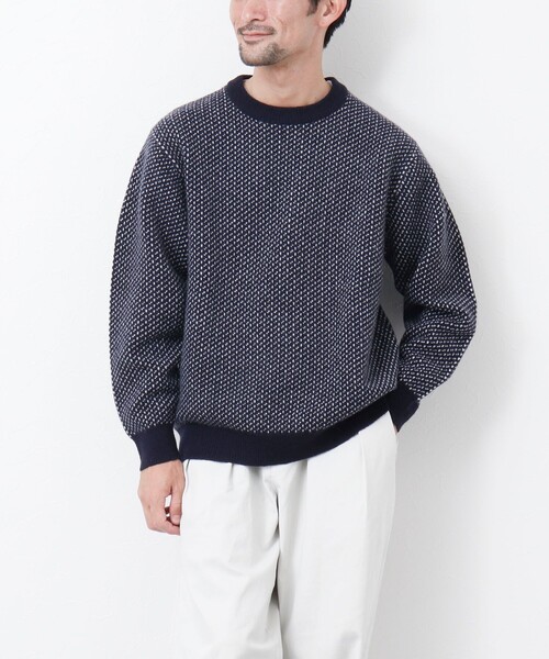 NOLLEY'S goodman(ノーリーズグッドマン)の「【WORK ABOUT/ワークアバウト】ジャカード プルオーバーニット(ニット/セーター・メンズ・ブルー系その他/ホワイト系その他/ブラック系その他・L/M)」の14枚目の写真