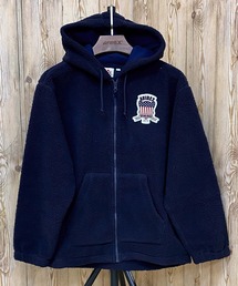 AVIREX(アヴィレックス)青ダブルジップパーカー AVIREX アヴィレックス 同色刺繍 バーシティロゴ スウェット