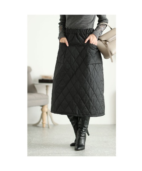 Sawa a la mode（サワアラモード）の「中綿キルティングスカート（スカート・レディース・ブラック・FREE）」の10枚目の写真