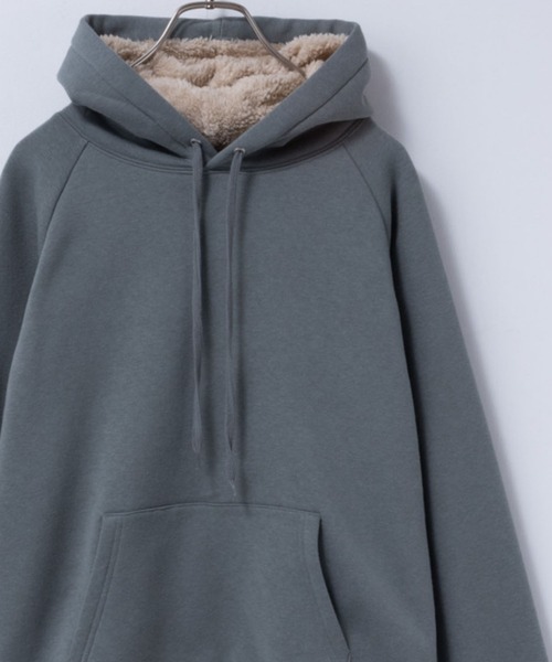 Mac-House（マックハウス）の「裏ボア あったか無地パーカー（パーカー・レディース・ブラック/ダークグリーン系/チャコールグレー/杢グレー・L/M）」の4枚目の写真