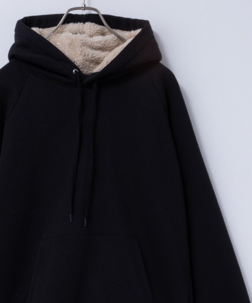 Mac-House（マックハウス）の「裏ボア あったか無地パーカー（パーカー・レディース・ブラック/ダークグリーン系/チャコールグレー/杢グレー・L/M）」の2枚目の写真