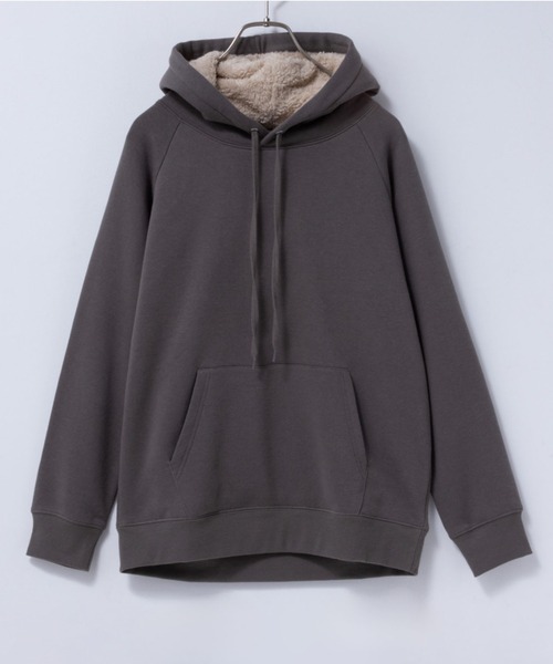 Mac-House（マックハウス）の「裏ボア あったか無地パーカー（パーカー・レディース・ブラック/ダークグリーン系/チャコールグレー/杢グレー・L/M）」の5枚目の写真