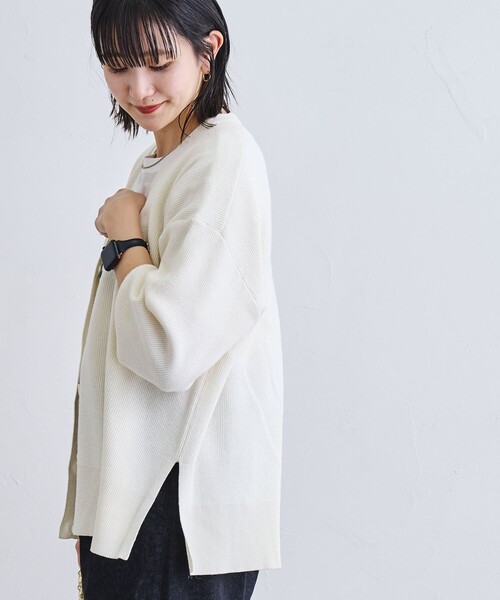 IENA - みかぽん❄️18SS超美品C/アサ ニュアンス Vネックカーディガン IENA（イエナ）の「C/アサ ニュアンス Vネックカーディガン