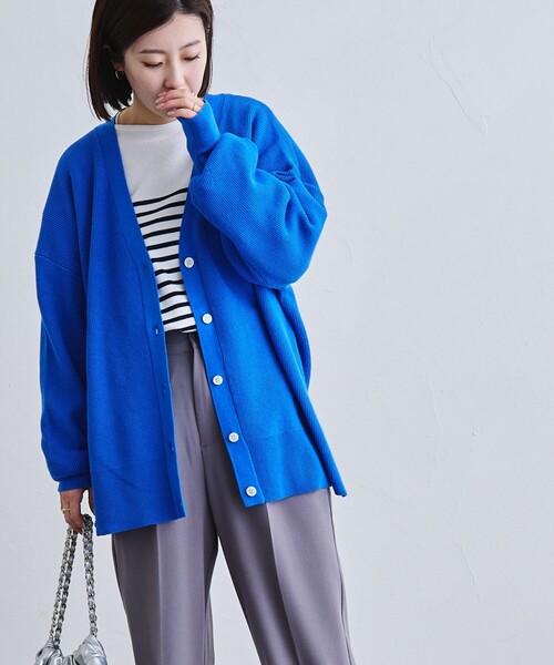 coen(コーエン)の「カタアゼVネックカーディガン(カーディガン/ボレロ・レディース・グレー/オフホワイト/ライム/ダークグレー/ケリーグリーン/ロイヤルブルー・FREE)」の15枚目の写真