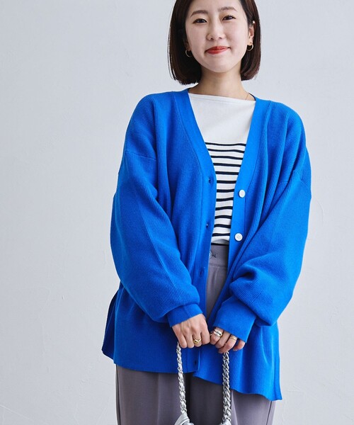 coen(コーエン)の「カタアゼVネックカーディガン(カーディガン/ボレロ・レディース・グレー/オフホワイト/ライム/ダークグレー/ケリーグリーン/ロイヤルブルー・FREE)」の16枚目の写真