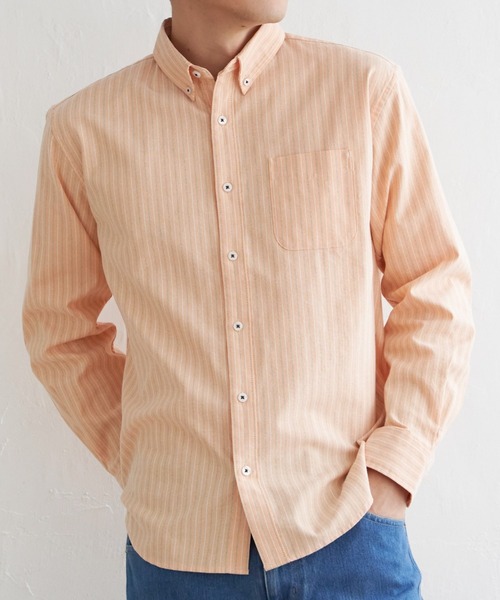 ikka（イッカ）の「【吸水速乾】イージーケアオックスボタンダウンシャツ（シャツ/ブラウス・メンズ・ホワイト/オフホワイト/オレンジ/グリーン/ブルー/ネイビー・S/M/L/XL）」の6枚目の写真