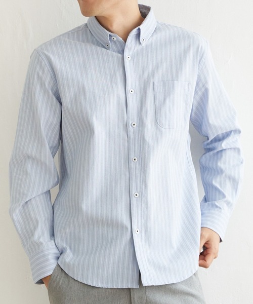 ikka（イッカ）の「【吸水速乾】イージーケアオックスボタンダウンシャツ（シャツ/ブラウス・メンズ・ホワイト/オフホワイト/オレンジ/グリーン/ブルー/ネイビー・S/M/L/XL）」の5枚目の写真