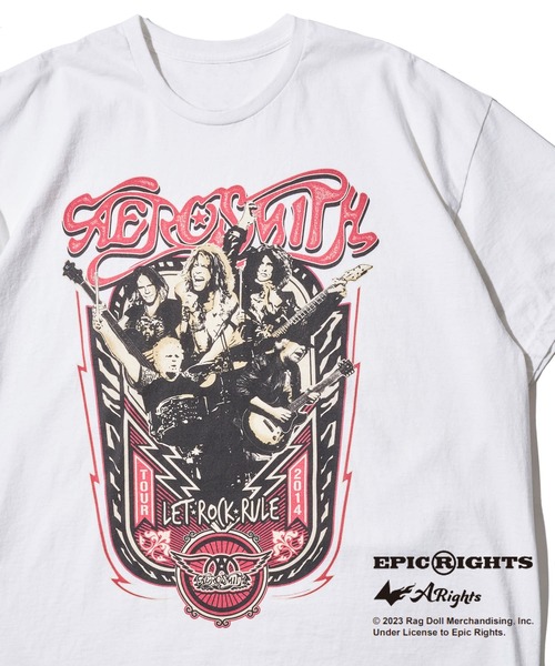 ADPOSION(アドポーション)の「ヴィンテージ加工 バンドTシャツ / AEROSMITHロックTシャツ(Tシャツ/カットソー・レディース・ブラック系3/ブラック系1/ブラック系2/ホワイト系3/ホワイト系2/ホワイト系1・MEDIUM/X-LARGE/LARGE)」の3枚目の写真