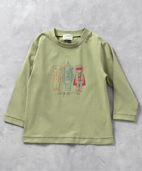 F.O.KIDS（エフオーキッズ）の「手描きイラスト長袖Tシャツ_防汚加工（Tシャツ/カットソー・キッズ・ベージュ/チャコール/カーキ・80/90/100/110/120/130/140）」の3枚目の写真