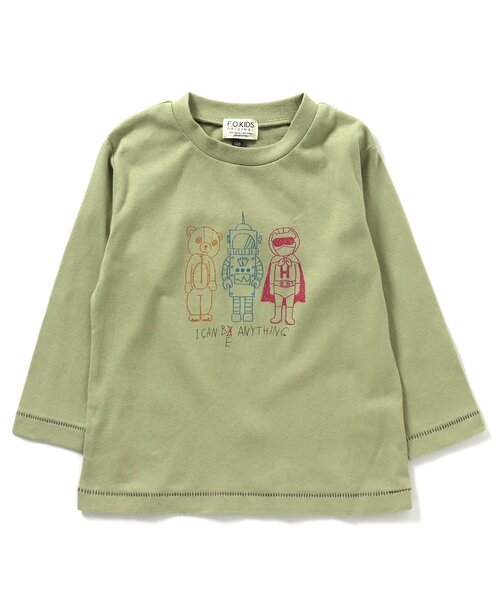 F.O.KIDS（エフオーキッズ）の「手描きイラスト長袖Tシャツ_防汚加工（Tシャツ/カットソー・キッズ・ベージュ/チャコール/カーキ・80/90/100/110/120/130/140）」の8枚目の写真
