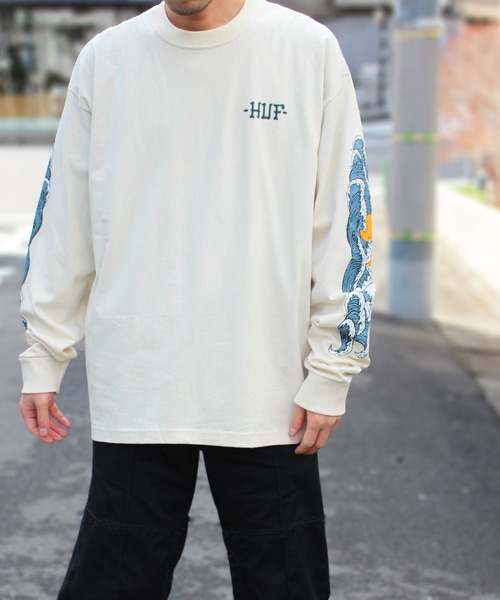 HUF(ハフ)の「【HUF】ハフ ROGUE WAVE L/S TEE ロングスリーブTシャツ TS02098(Tシャツ/カットソー・メンズ・ブラック/クリーム・S/M/L/XL)」の12枚目の写真