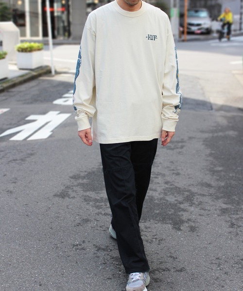 HUF(ハフ)の「【HUF】ハフ ROGUE WAVE L/S TEE ロングスリーブTシャツ TS02098(Tシャツ/カットソー・メンズ・ブラック/クリーム・S/M/L/XL)」の14枚目の写真