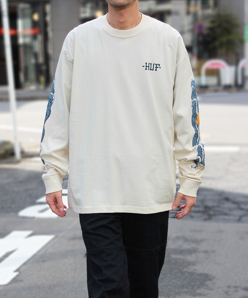 HUF(ハフ)の「【HUF】ハフ ROGUE WAVE L/S TEE ロングスリーブTシャツ TS02098(Tシャツ/カットソー・メンズ・ブラック/クリーム・S/M/L/XL)」の11枚目の写真