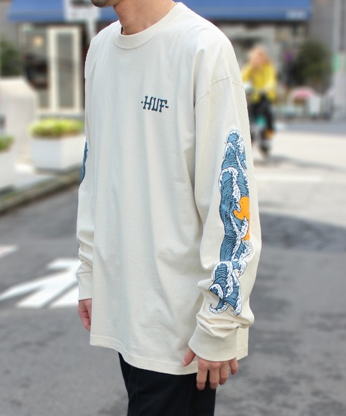 HUF(ハフ)の「【HUF】ハフ ROGUE WAVE L/S TEE ロングスリーブTシャツ TS02098(Tシャツ/カットソー・メンズ・ブラック/クリーム・S/M/L/XL)」の19枚目の写真
